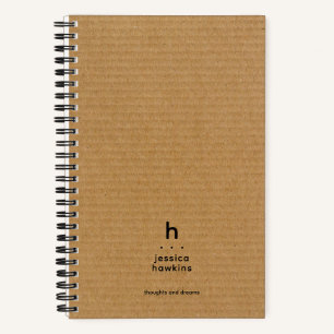 Trendiges braunes Kartonmodernes Monogramm Notizbuch