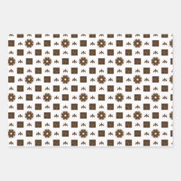Trendiges braunes und weißes gekreuztes Muster Geschenkpapier Set