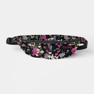 Trendiges bunte Blumenmuster Schwarz benutzerdefin Bauchtasche