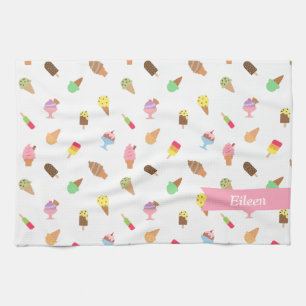 Trendiges bunter Eiscreme-Muster personalisiert Handtuch