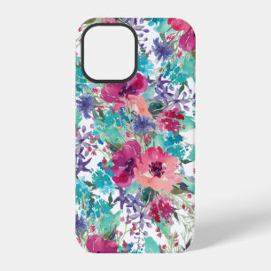 Trendiges buntes Wasserfarben-Blumenmuster iPhone 12 Pro Hülle