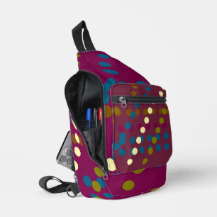 Trendiges Burgund Mehrfarbig Gepunktet Crossbody Bag