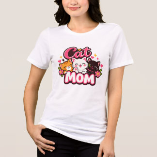 Trendiges Cat Mom T-Shirt | Süßes farbenfrohes Kat Tri-Blend Shirt