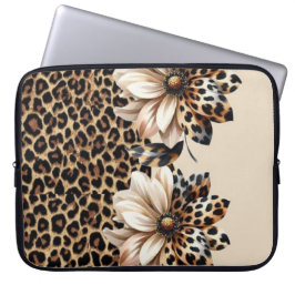 Trendiges Cheetah-Muster mit 3D-Blumengrafik-Lapto Laptopschutzhülle