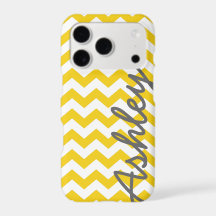 Trendiges Chevron-Muster mit Namen - gelbgrau