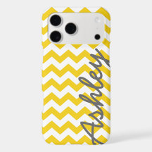 Trendiges Chevron-Muster - Skriptname gelb grau