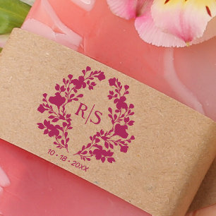 Trendiges Chic Hochzeitszweige Initials Monogram Gummistempel