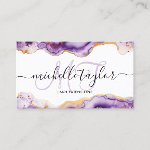 Trendiges Chic Lila Monogramm Make-up-Artist Haare Visitenkarte