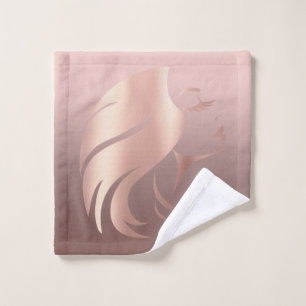Trendiges Cooles Mädchen Gesicht Silhouette Badhandtuch Set