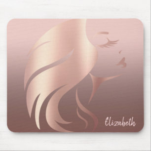 Trendiges Cooles Mädchen Gesicht Silhouette - Pers Mousepad