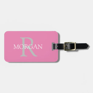Trendiges einfaches DIY-Monogramm und Name in Rosa Gepäckanhänger