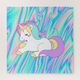 Trendiges Einhorn Regenbogen Holografisch Puzzle
