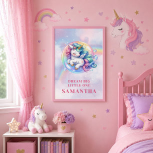 Trendiges Einhorn Rosa Lila Mädchen Geburtstag Wan Poster