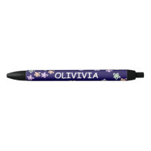 Trendiges Elegantes Blaues Blumenmuster Stift