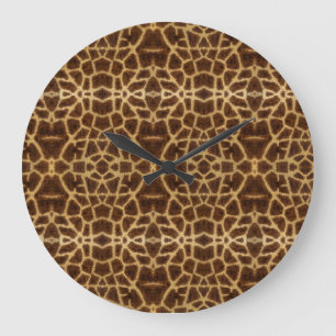 Trendiges exotisches Giraffenfell-Muster-Tierdruck Große Wanduhr