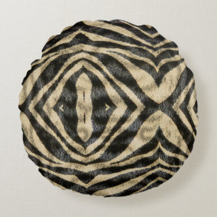 Trendiges exotisches Zebrafell-Muster-Tierdruck-Mu Rundes Kissen