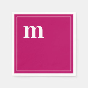 Trendiges fettes Monogramm in Magenta in Kleinbuch Serviette