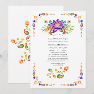 Trendiges florales Paisley-Indianer-Feier-des-Lebe Einladung