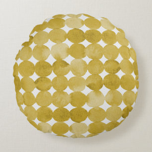 Trendiges, gelbes Punktmuster in Aquarell Rundes Kissen
