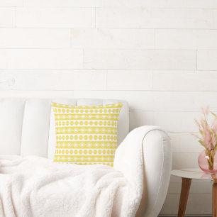 Trendiges gelbes Vintage-Muster geometrisch modern Kissen