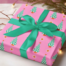 Trendiges Gingham-Weihnachtsbaum-Muster