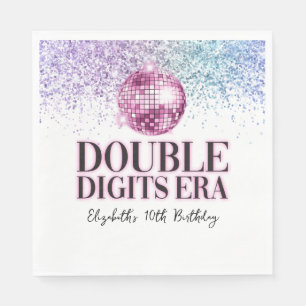 Trendiges Glitter Disco Doppeltes Zahlenzeitalter Serviette