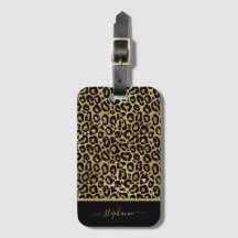 Trendiges Gold Glitzer Leopard Animal Print Monogr