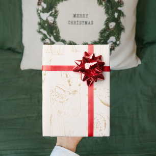 Trendiges Gold Winterhirsch Nahtloses Muster Weihn Geschenkpapier