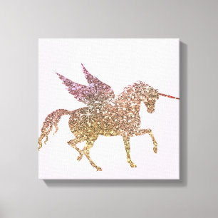 Trendiges goldenes Glitter Funkel Einhorn Pegasus Leinwanddruck