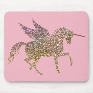 Trendiges goldenes Glitter Funkel Einhorn Pegasus  Mousepad