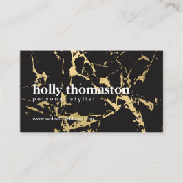 Trendiges goldenes Marmormuster auf schwarz Visitenkarte