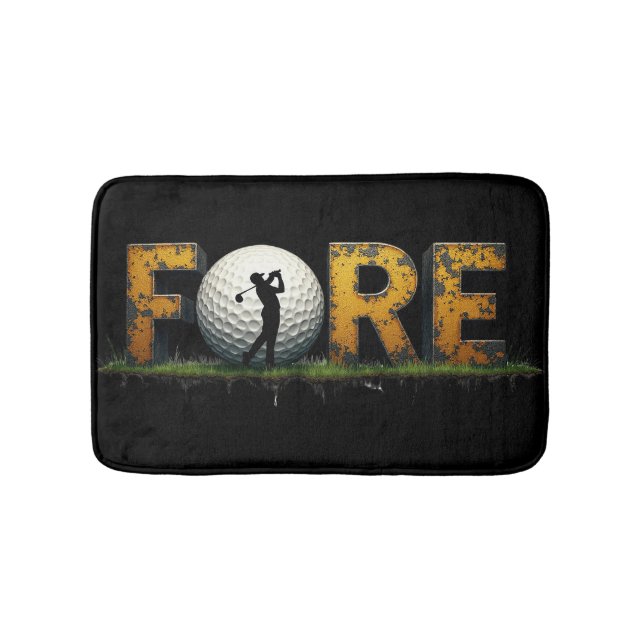 Trendiges Golfdesign mit Golfer-Silhouette Badematte (Vorderseite)