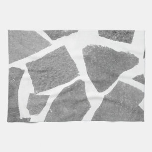 Trendiges, grau-weißes Fliesenmuster, Steinziegels Küchentuch