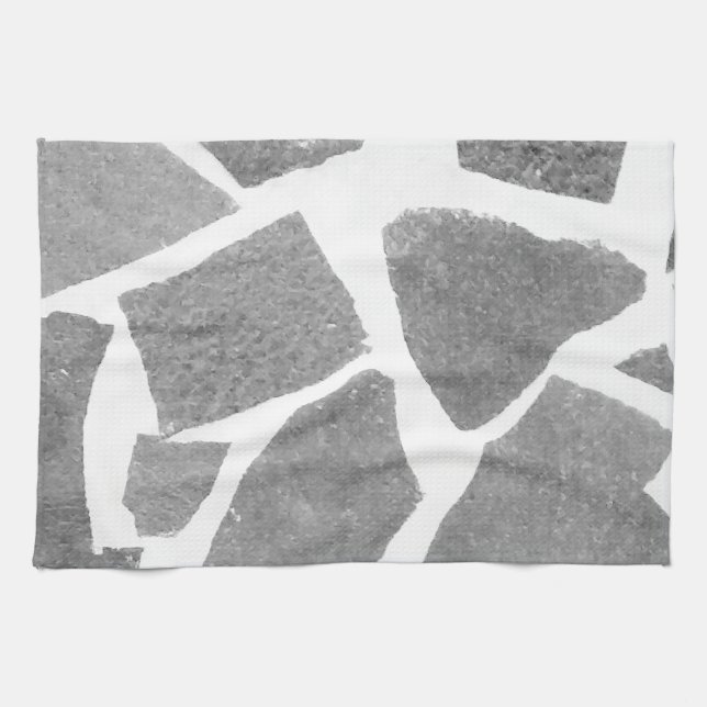 Trendiges, grau-weißes Fliesenmuster, Steinziegels Küchentuch (Horizontal)