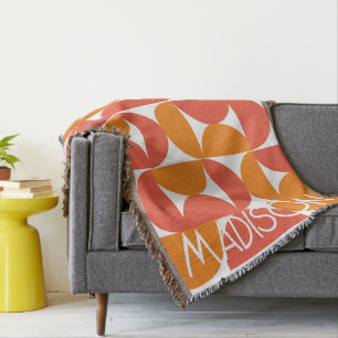 Trendiges Halbmondmuster mit personalisiertem Name Decke