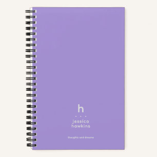 Trendiges, helllila modernes Monogramm Notizbuch