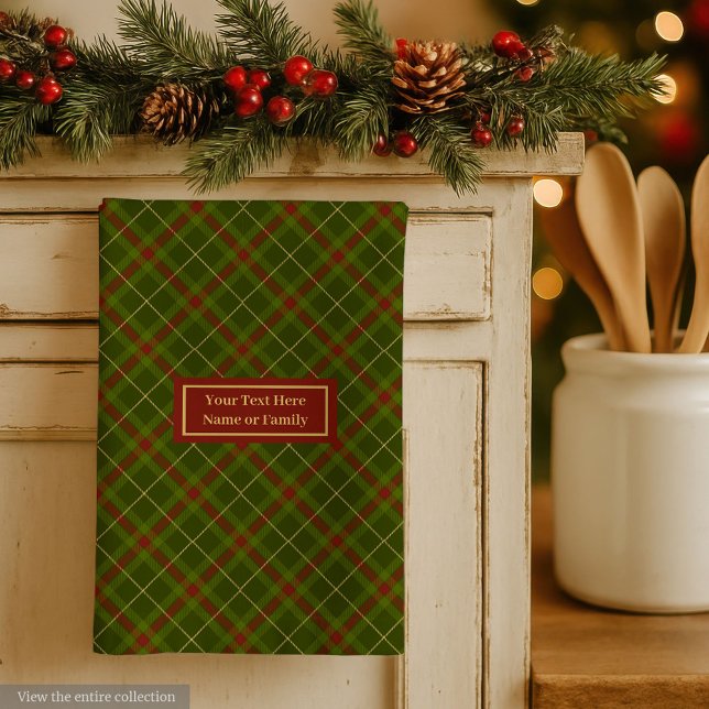Trendiges Karo-Handtuch Thanksgiving Monogramm Geschirrtuch (Trendy Plaid Hand Towel Thanksgiving Monogram Style)