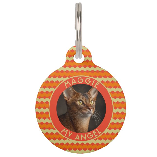 Trendiges Katzen-Geschenk Chevron-Muster Haustiermarke (Vorderseite)