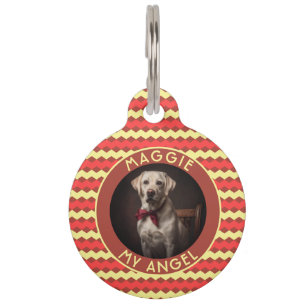 Trendiges Katzen-Vater-Geschenk Chevron-Karo Haustiermarke