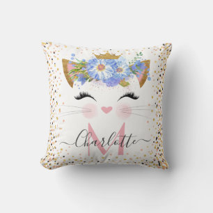 Trendiges Kitty-Prinzessin-Monogramm-Wurfkissen Kissen