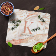 Trendiges Kupfer-Roségold-Metall-Marmor-Monogramm