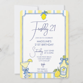 Trendiges Lemon-Aesthetic Freshly 21 Geburtstag Einladung