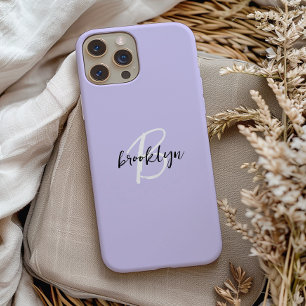 Trendiges Lila Schwarz Weiß Schrift Monogramm Case-Mate iPhone Hülle