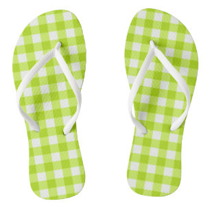 Trendiges Limettengrün Gingham Karomuster Flip Flops