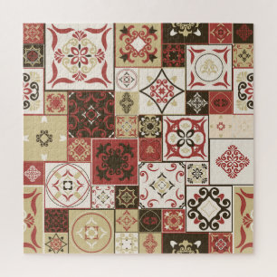 Trendiges Marsala-Marokkanisches Fliesenmuster Puzzle