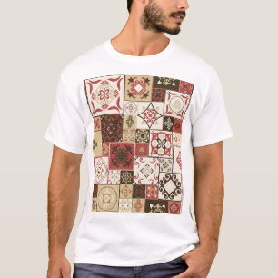 Trendiges Marsala-Marokkanisches Fliesenmuster T-Shirt