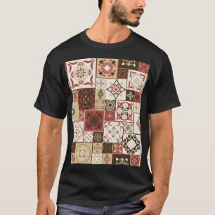 Trendiges Marsala-Marokkanisches Fliesenmuster T-Shirt