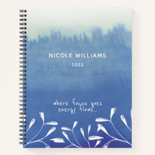 Trendiges Meeresschaum-Blau-Ombre-Wasserfarben-Jou Notizbuch
