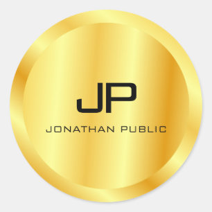 Trendiges metallisches Aussehen Faux-Gold-Monogram Runder Aufkleber