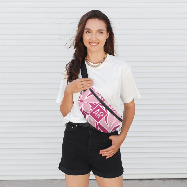 Trendiges modernes Blumenmuster Cooles Monogramm P Bauchtasche (Von Creator hochgeladen)